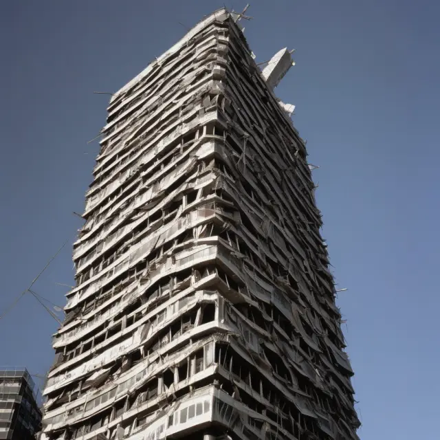 An unstable Enron tower collapsing, representing the consequences of misaligned interests and poor corporate governance