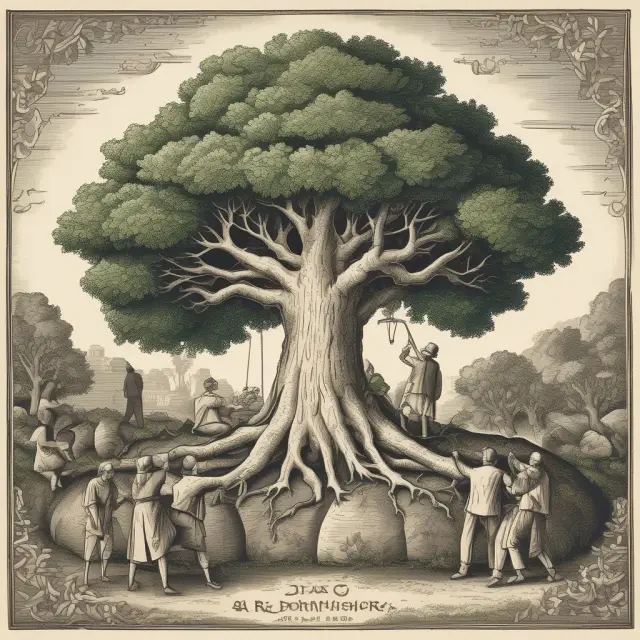 Image of a tree symbolizing principal, with an agent as a gardener maintaining trust and alignment