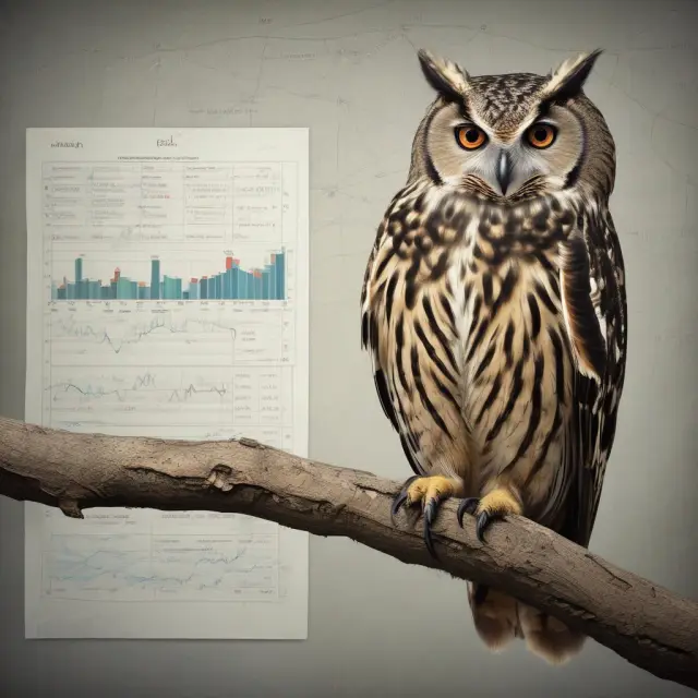 An owl monitoring performance charts to ensure agents act in accordance with the principal