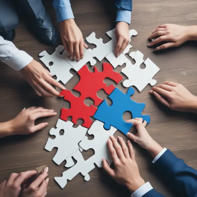 An insurance underwriter and healthcare provider working together, piecing together complex stop-loss insurance claims like a jigsaw puzzle