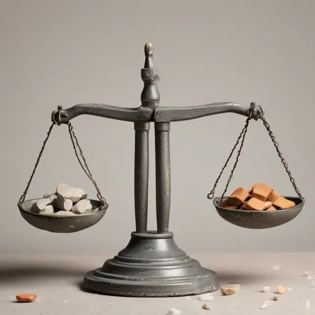 Balancing scale comparing aggregate supply and marginal cost in economics. Aggregate supply is depicted by a rising curve, while marginal cost is shown as a series of ascending steps.