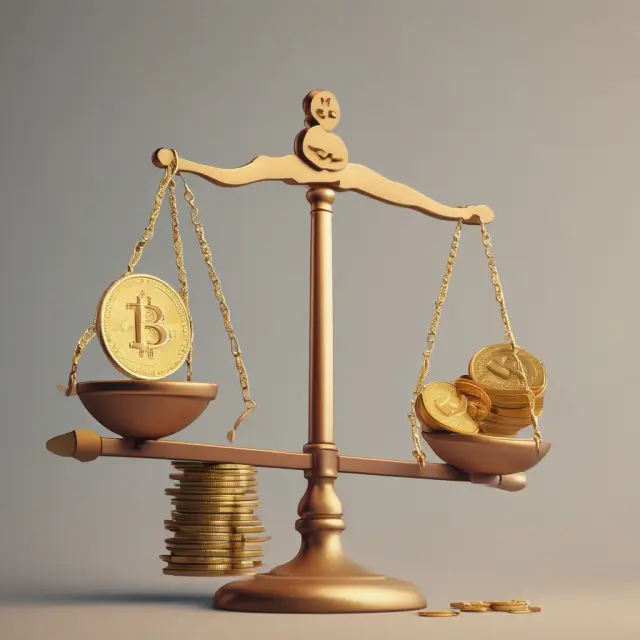 Golden investor on a seesaw, weighing gains against transaction fees