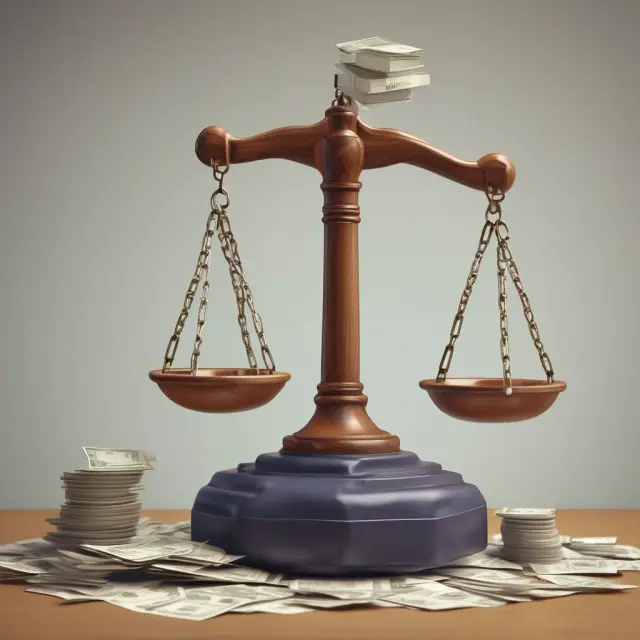 A set of scales with alimony papers, books, student loan statements, and a calculator representing tax adjustments impacting AGI