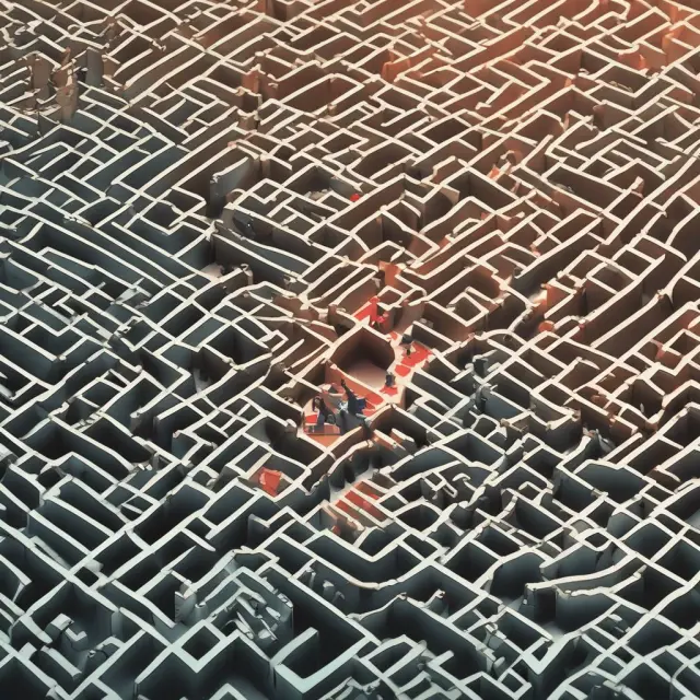 Navigate a maze illustrating the process of transforming gross income into taxable income through deductions and adjustments
