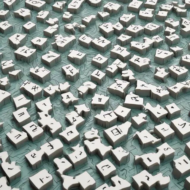 A calculator meticulously sorting puzzle pieces representing various income sources and adjustments on a sprawling tax form layout