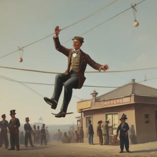A person precariously juggles banned items while crossing an inspection station, emphasizing the importance of air waybill compliance.
