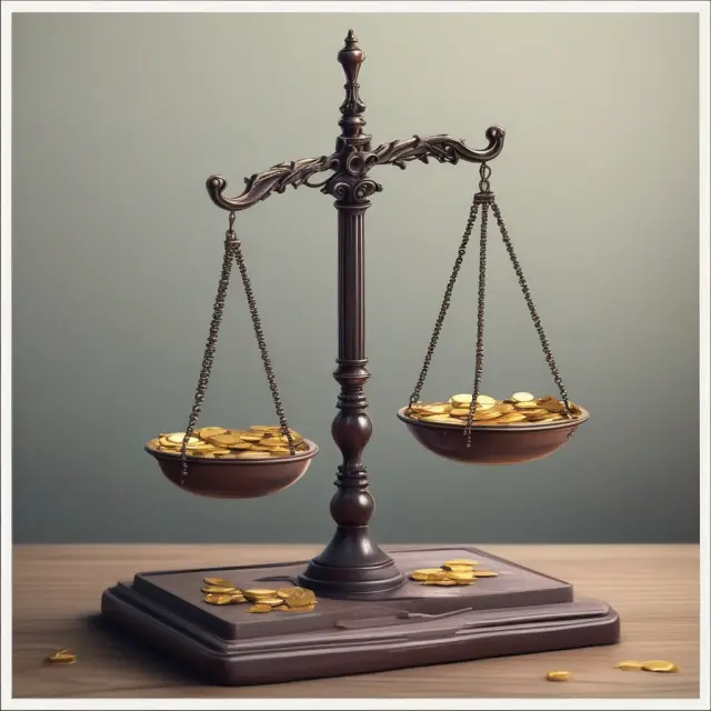 Scales with coins symbolizing aleatory contracts