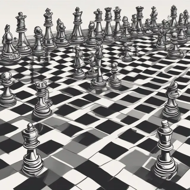 Chessboard filled with trading bots symbolizing algorithmic trading