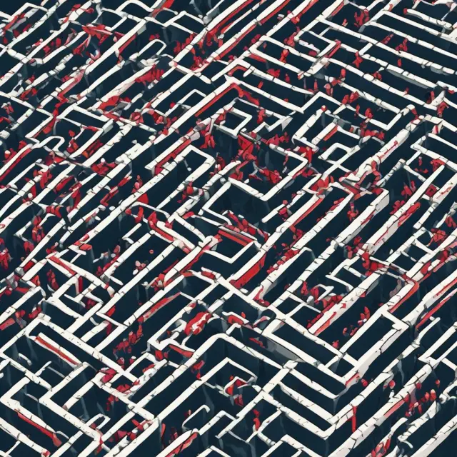Algorithmic traders sifting through complex financial data to uncover profitable strategies in a metaphorical maze.
