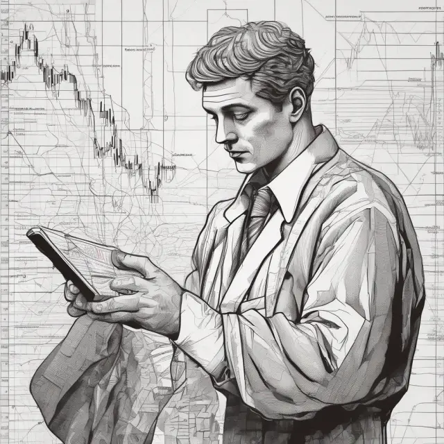 AI figures analyzing complex financial charts and answering common inquiries about algorithmic trading.
