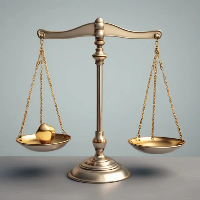 Golden all risks insurance policy on one side of a balance scale, a silver named perils policy on the other, representing comparison and choice between comprehensive and cost-effective coverage.