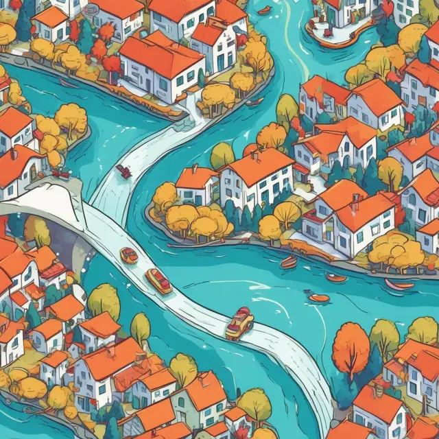 People exchanging goods and services in a vibrant, efficient marketplace, with fair competition, low transaction costs, clear property rights, and liquidity ensuring optimal capital distribution