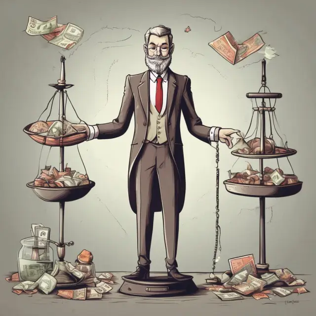 A lender meticulously adjusting their allowance for bad debts by balancing credit risk changes and updated collections history