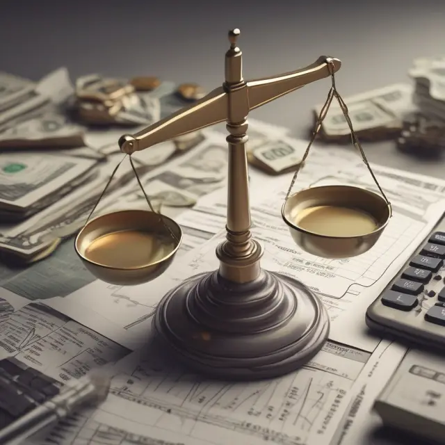 A scale with financial statements on one pan and an Allowance for Credit Losses counterbalance on the other.
