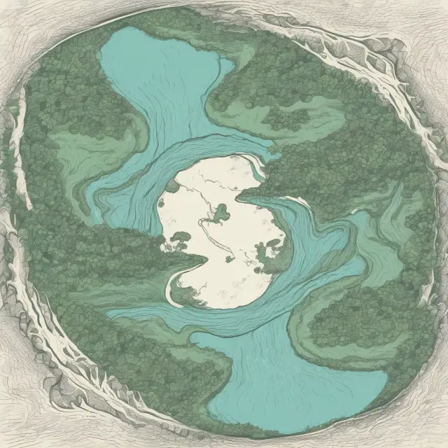 Two rivers converging into a pond: One river symbolizes benchmark returns, and the second river represents excess Alpha