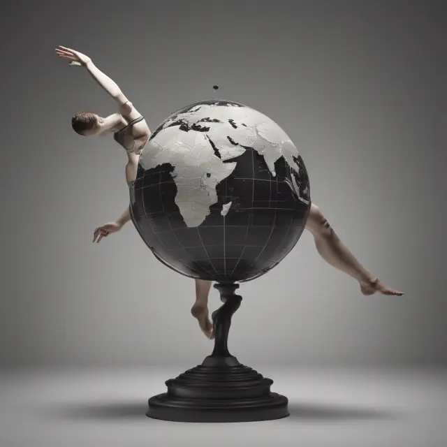 A ballerina gracefully dancing atop a rotating globe signifies the importance of Alpha as a performance metric, which reveals excess returns beyond market averages