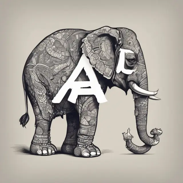 An elephant holding two distinct trunks, labeled 