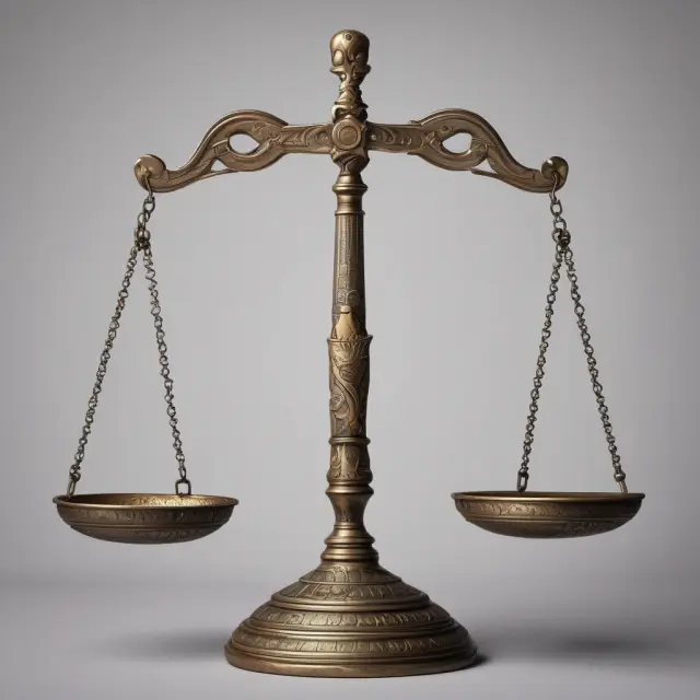 A balance scales a double-edged sword, symbolizing fair corporate governance with alphabet stocks