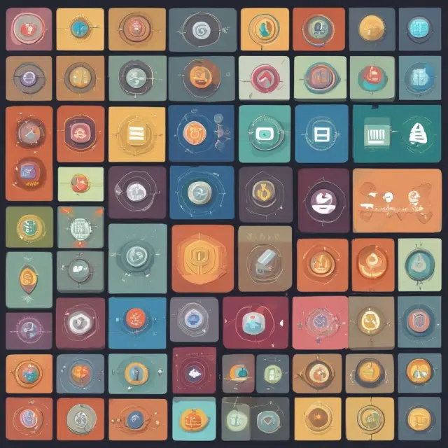Colorful altcoins forming a mosaic of payment tokens, depicting various stages of transactions