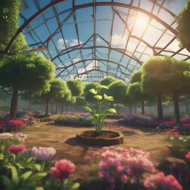 A vibrant blockchain garden filled with utility tokens, symbolizing the growth and development of decentralized networks.