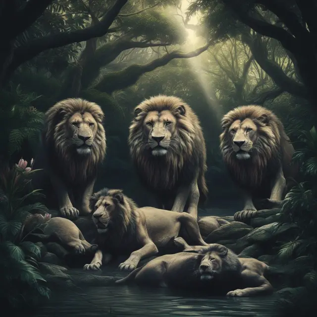 Institutional investors hiding in the shadows while roaring with power, symbolizing dark pool transactions.