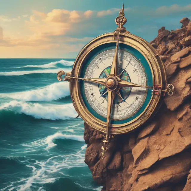 An Altman Z-Score compass guides investors through credit analysis with changing winds representing emerging trends
