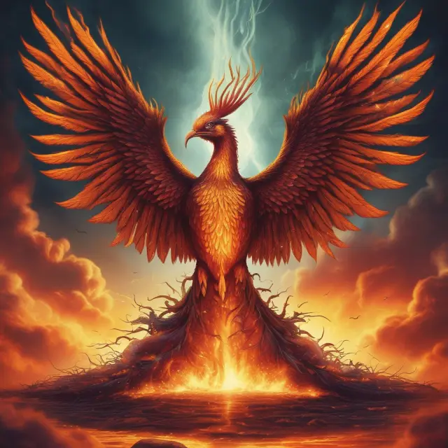 Phoenix rising from flames, representing taxpayers correcting past errors or capitalizing on new opportunities through amended returns