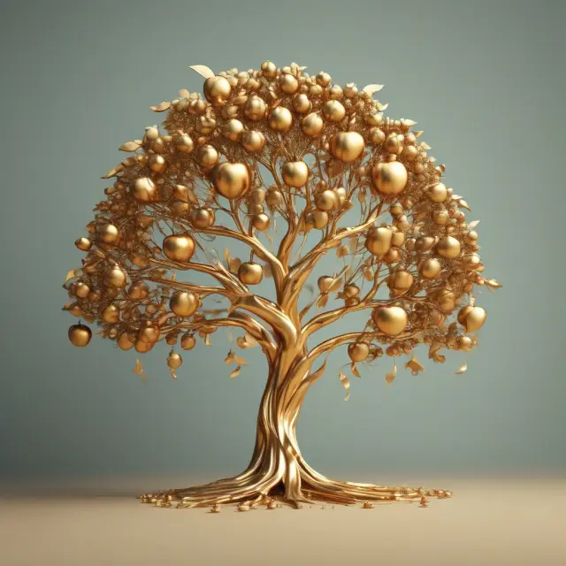 An image of a golden apple tree laden with dreams symbolizing frequently asked questions about the American Dream