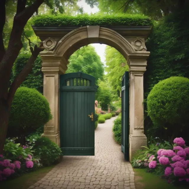 A credit score represented as a garden gate opens to reveal an array of American Express card offerings
