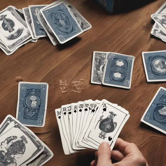 Visualization of Amex, Visa, Mastercard, Discover, and Wells Fargo engaged in a metaphorical card game, emphasizing their competitive dynamics in the financial industry
