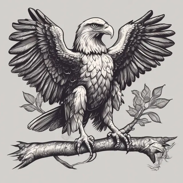 An American eagle grasping a tree branch with leaves representing American-style options