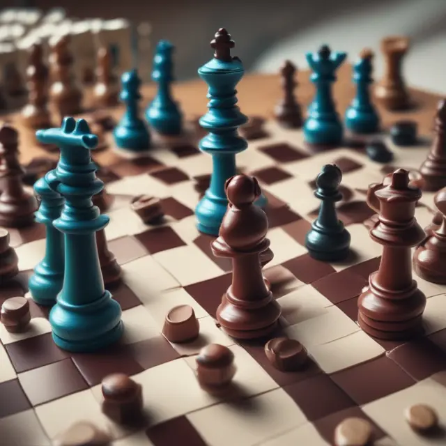 Visual representation of detecting and preventing money laundering techniques: layering, structuring, and smurfing, on a chessboard.