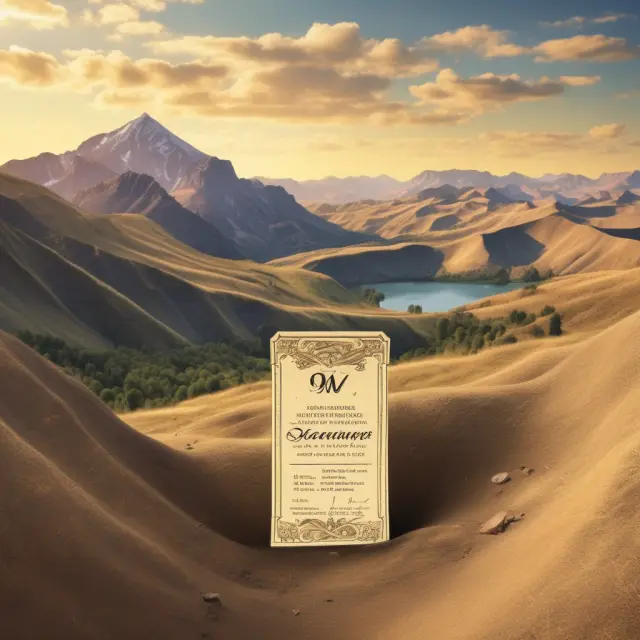 A savvy investor amortizing the premium on a gold-colored bond ticket while navigating a hilly terrain symbolizing interest rate fluctuations