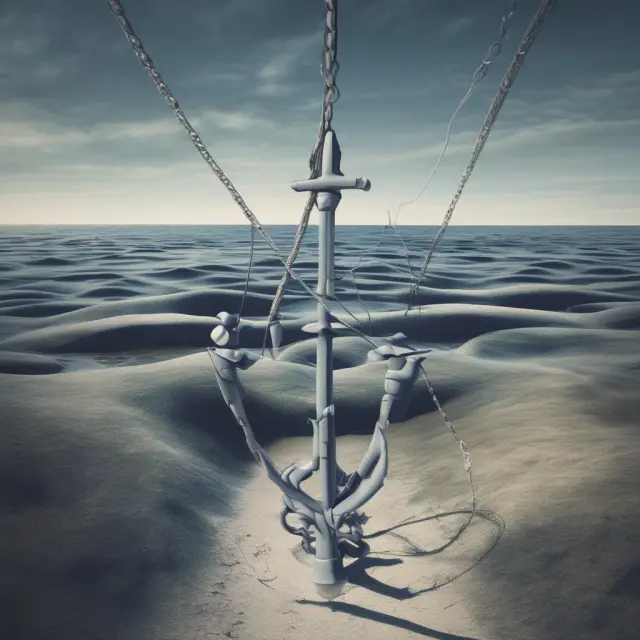 An anchor between economic waves, representing the need to balance multiple strands of evidence for accurate financial forecasting