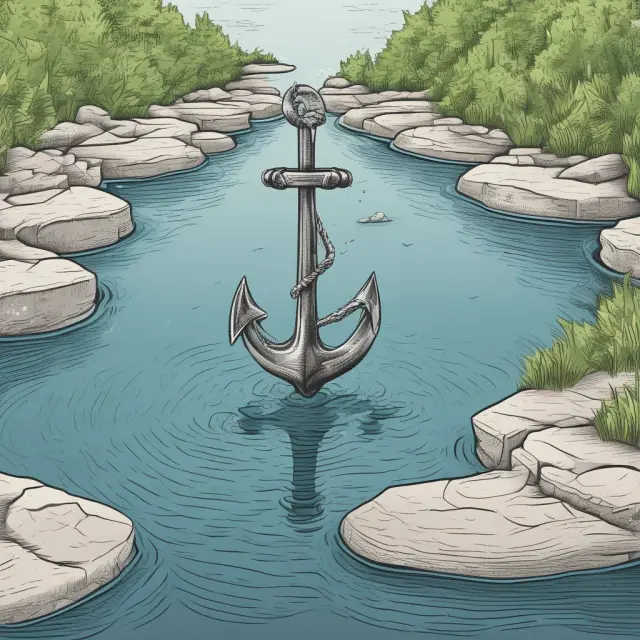 An anchor cast into a pool symbolizes the influence of initial offers in sales negotiations, affecting final deals.