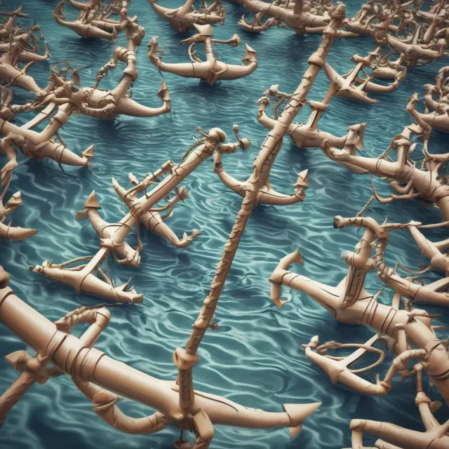Metaphorical image featuring anchors drifting amongst economic charts and data, illustrating the influence of Anchoring Bias in Financial Decision-Making