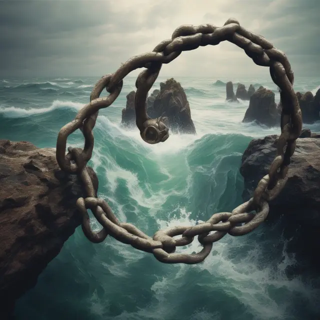 A metaphorical chain serving as an anchor for investors, emphasizing the importance of objectively evaluating new information in finance