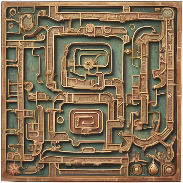 A labyrinth filled with questions symbolizing frequently asked queries about Google