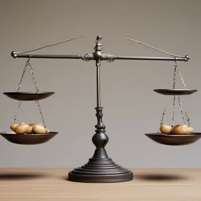 Two scales in equilibrium displaying balanced allocations to various market sectors in passive investment strategies