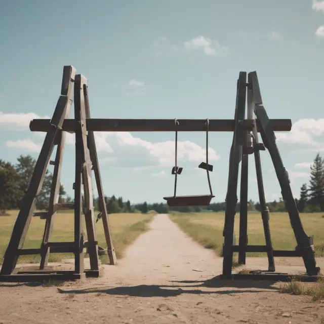 An imaginative illustration of industries on a seesaw, depicting varying annual turnover rates