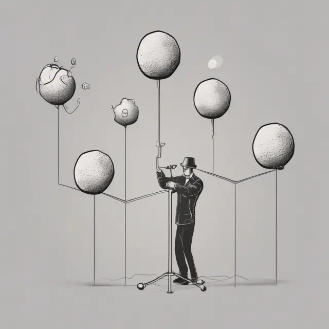 Juggler balances unpredictable income balls to illustrate annualization methods for fluctuating income.
