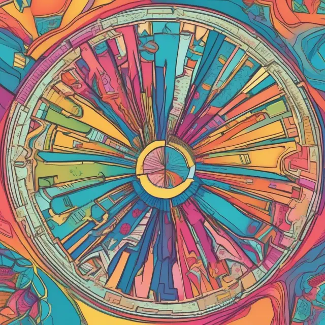 A freelancer with various income sources forming a colorful kaleidoscope, estimated and organized using the annualized income method to aid in accurate tax planning