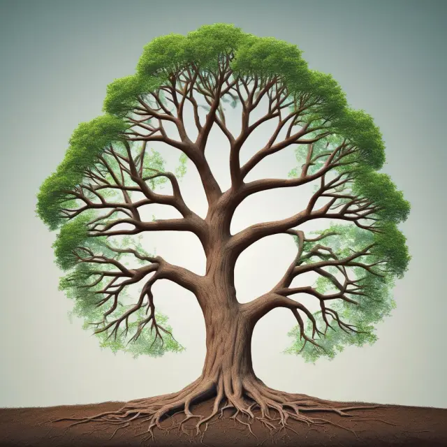 A tree illustrating the difference between average and annualized total returns, as its branches represent annual returns while roots depict compounding effects