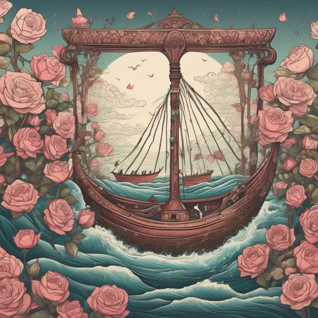 An investor navigates between an averagely performing garden and a turbulent sea, symbolizing the importance of balancing annualized total return and risk measures.