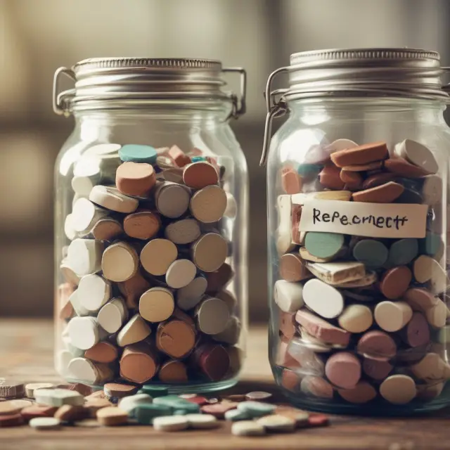 Two time capsules represent deferred and immediate annuities, illustrating retirement savings and income supplements