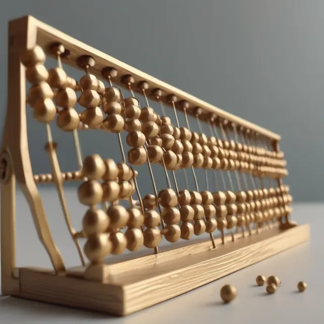 Golden abacus showcasing annuity payment beads and interest rate beads used in an annuity table.
