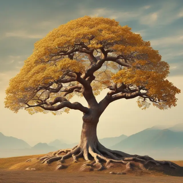 Golden annuity leaves on a sturdy tree symbolizing financial security during retirement