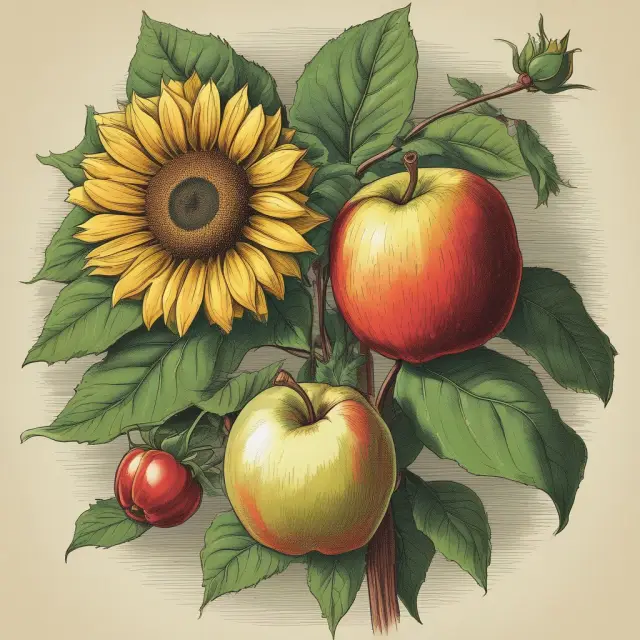 Apple representing annuity due and sunflower symbolizing ordinary annuity, illustrating the timing differences between two types of annuities