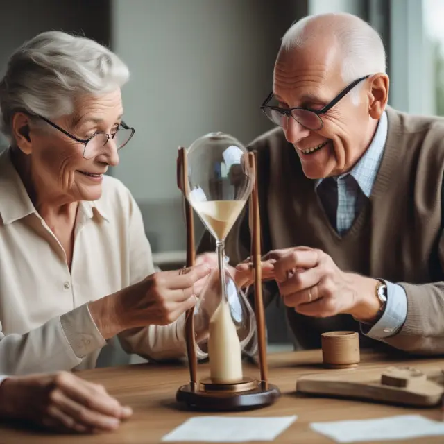 Golden hourglass traded for an annuity contract – an elderly couple