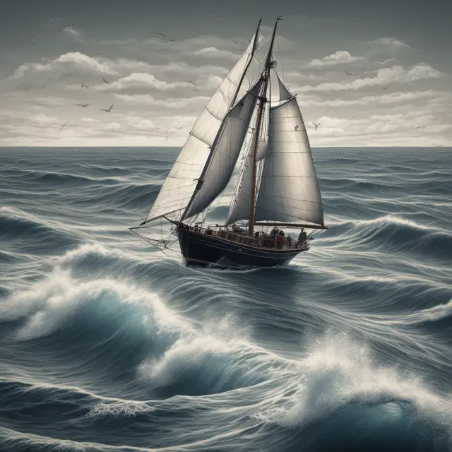 An image of a CAPM sailboat navigating choppy waters filled with market anomaly buoys, signifying the challenges and complexities in the financial world